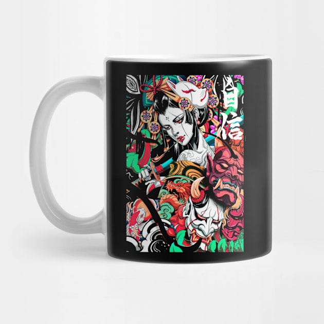 Pop Art Geisha Urban Vaporwave Japanese Style by OWLvision33